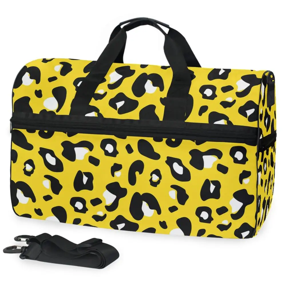 

ALAZA Travel Bags Sports Gym Bags Unisex Leopard print Leisure Yoga Fitness Shoulder Women Handbag Large Capacity Portable