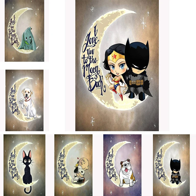 Love you back to the moon 5D DIY Алмазная картина полностью квадратная/круглая вышивка мозаика