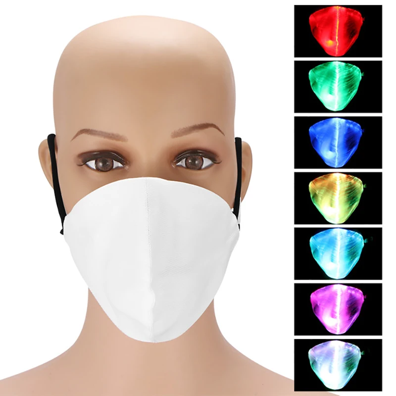 

Chargeable 7 Color Mask Dustproof Optical Fiber Fabric Mask Personality LED Light Mask