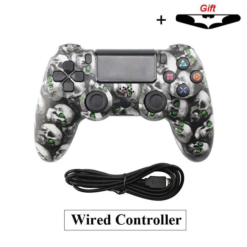 Wired Skull Для PS4 Bluetooth беспроводной/проводной джойстик контроллер для mando ps4 консоль для Playstation Dualshock 4 геймпад для PS3 консоль - Цвет: Wired Skull