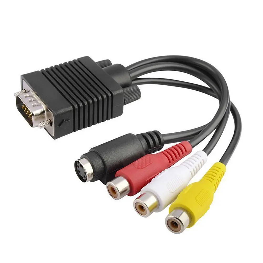 Высококачественный Черный Белый ПК VGA SVGA в S Video 3 RCA композитный HD AV ТВ выход