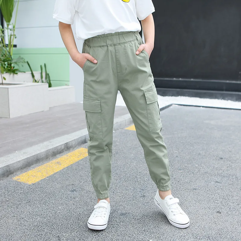 

2019 New Style Spring And Summer GIRL'S Pants Korean-style Capri Pants Children Bib Overall Thin Casual Pants Big Boy