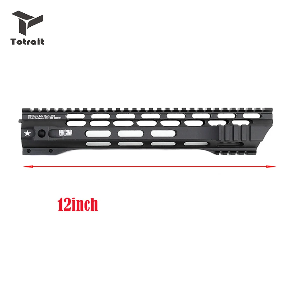 12 Inch TOtrait 7/10/12/15 дюймов M-LOK handguard свободном супер тонкий AR-15 Handguard Picatinny четырехъядерный поручень для M4 M16 черный - Цвет: 12 Inch