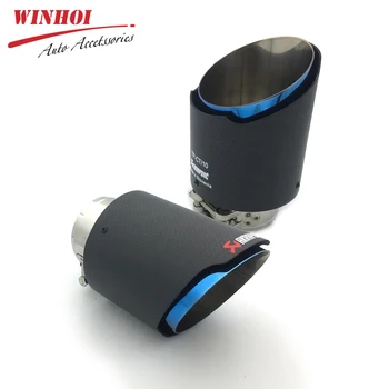

Car Exhaust Muffler Tail Pipe 63mm Carbon Fiber+Stainless Steel Universal Roasted Blue Straight Tail Throat Tail Muffler Tip