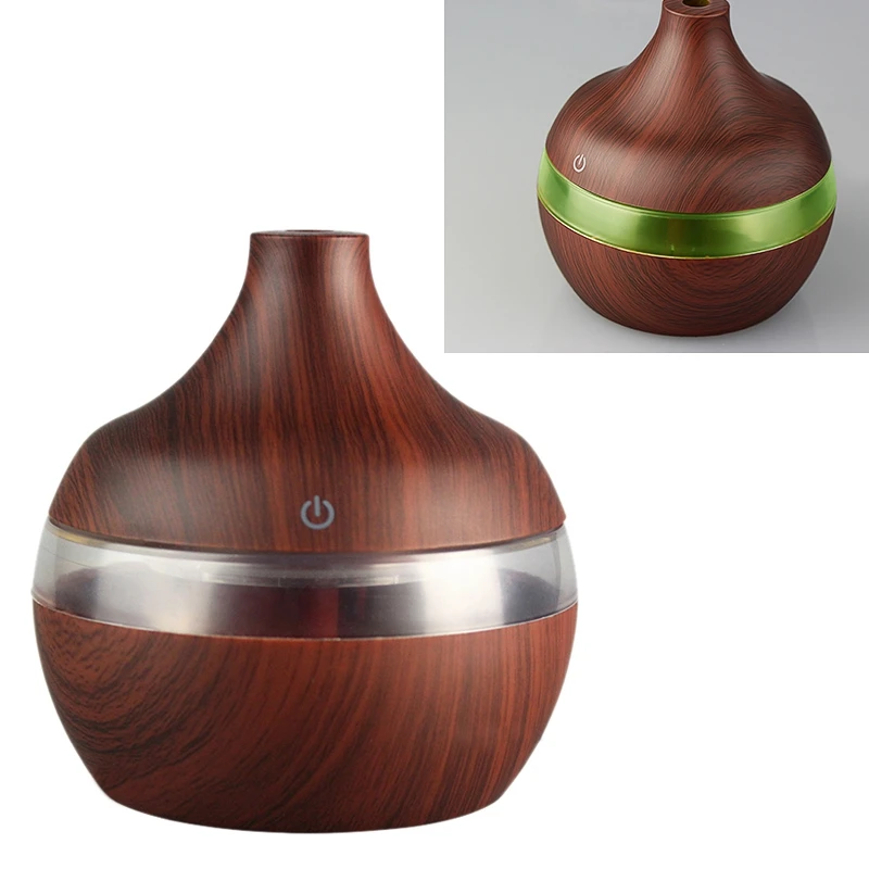 ABRA-Usb 300Ml Aroma Humidifier Aromatherapy Wood Grain 7 Color Led Lights Electric Aromatherapy Essential Oil Aroma Diffuser