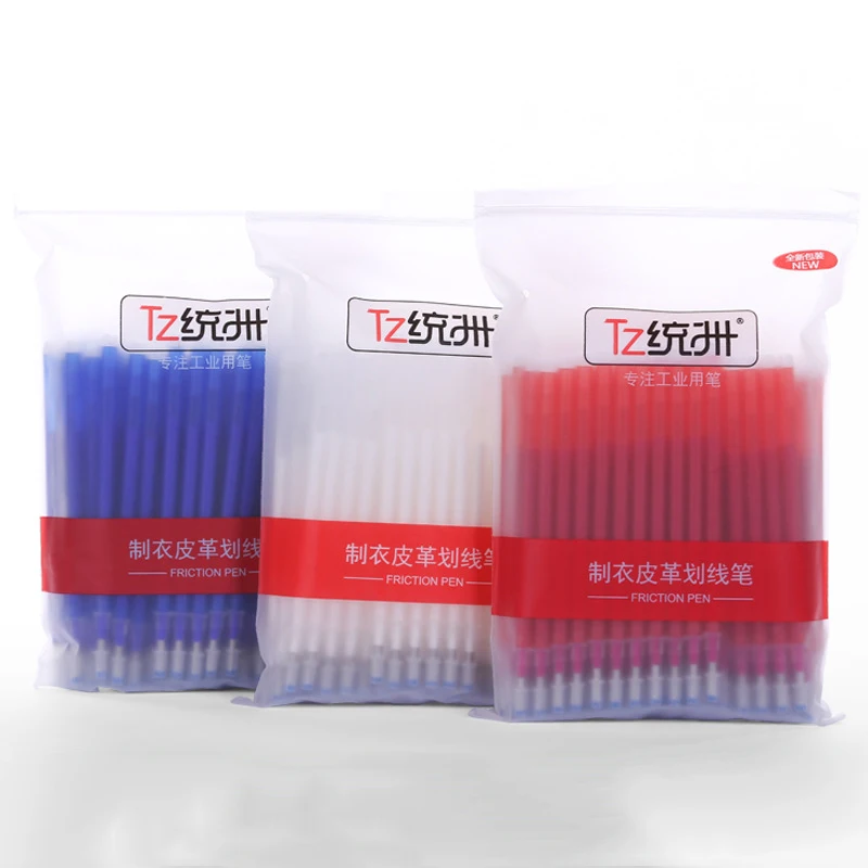 

High Temperature Friction Pen Refill 100pcs/bag Black White Blue Red 1.0mm Refills for Clothes Leather Marking Outlining Cutting