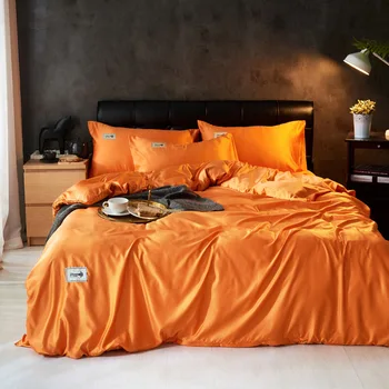 

Home Textile 220x240 King Size Single Double Queen Bed Linens satin silk European style Bed sheet quilt cover pillowcase 4pcs