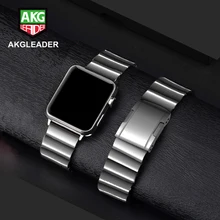 AKGLEADER, новейший твердый Металлический Стальной ремешок для Apple Watch Series 5 4 iWatch, высококачественный ремешок для Apple Watch 3 2, ремешок на запястье