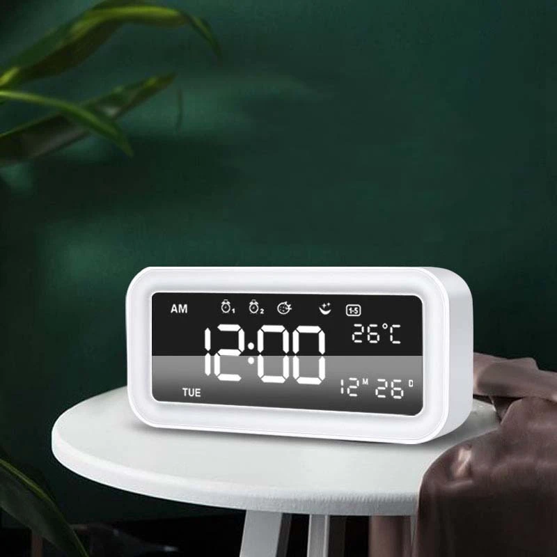 

Hot Sale Dual Usb Charging Smart Digital Alarm Clock With Dimmable Led Light Music Snooze Function Alarm Clock