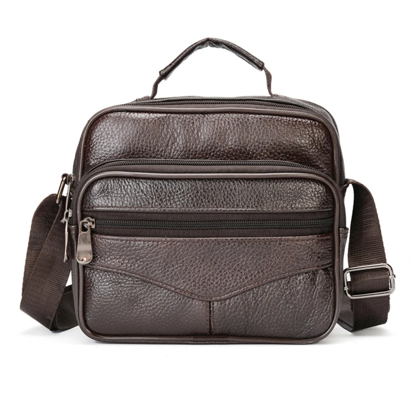 Винтажные мужские сумки из натуральной кожи, мужские сумки CowhideCrossbody, повседневный деловой портфель, сумка-мессенджер, Мужская Дорожная сумка на плечо - Color: Brown B