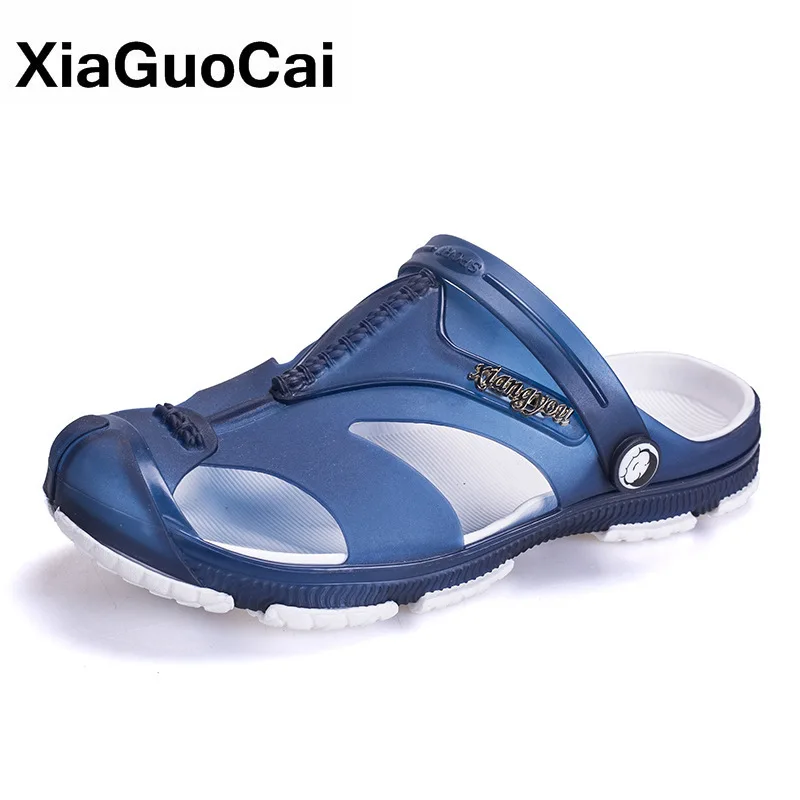 

Summer Men Sandals Clogs Big Size Male Beach Shoes Outdoor Garden Shoes Slip-on Plastic Slippers Fashion Wading Flip Flops 2020