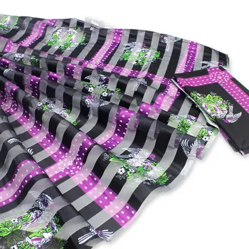 

Hot sale Gahna Style satin silk fabric with organza ribbon African wax design !