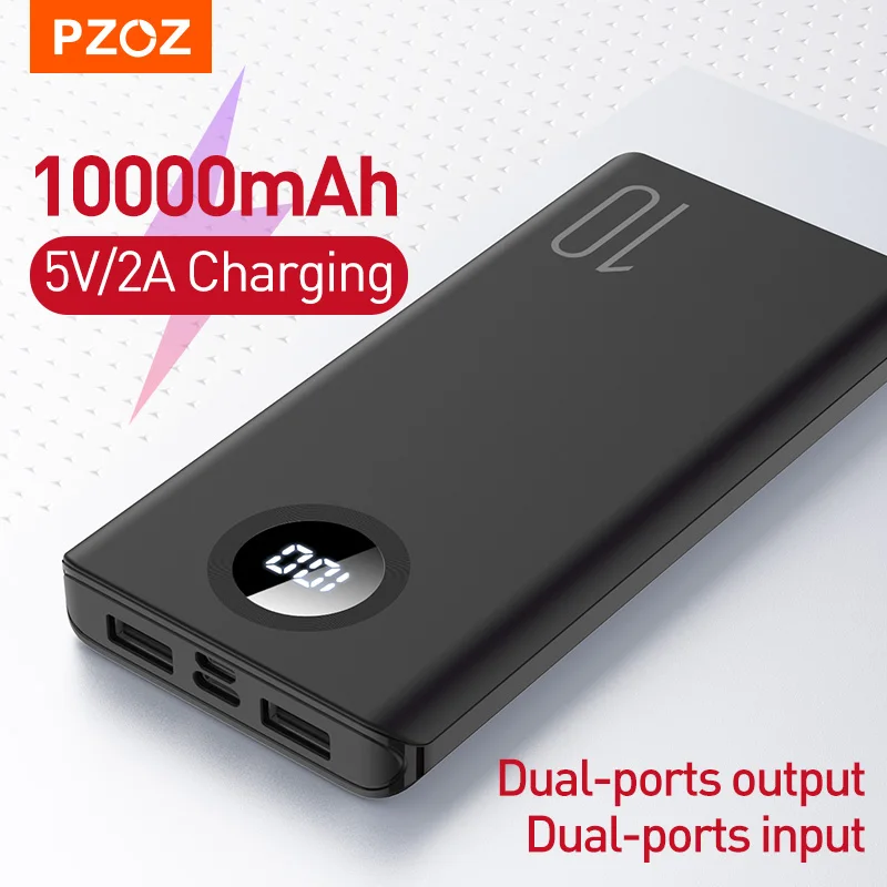 PZOZ-batería externa para teléfono móvil, cargador portátil de 10W, 10000mAh, USB Dual, carga rápida para iphone, xiaomi mi