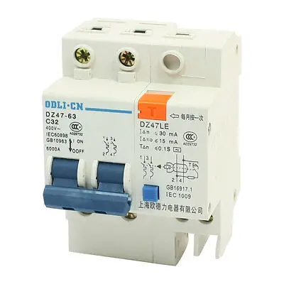 AC 400V 32A 6000A 2 P 2 полюса миниатюрный выключатель din-рейка DZ47/63 C32