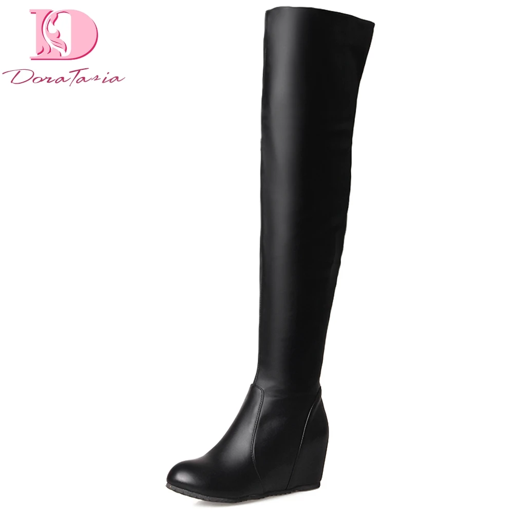 

Doratasia 2020 large size 34-43 hot sale new brand increasing heels over the knee boots woman shoes concise shoes women boots