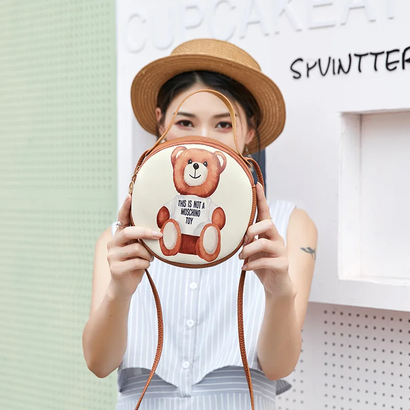 

Contrast Color Small round Bag 2019 Summer New Anime Cartoon WOMEN'S Bag Printed Shoulder Handbag Mini Mobile Phone Bag