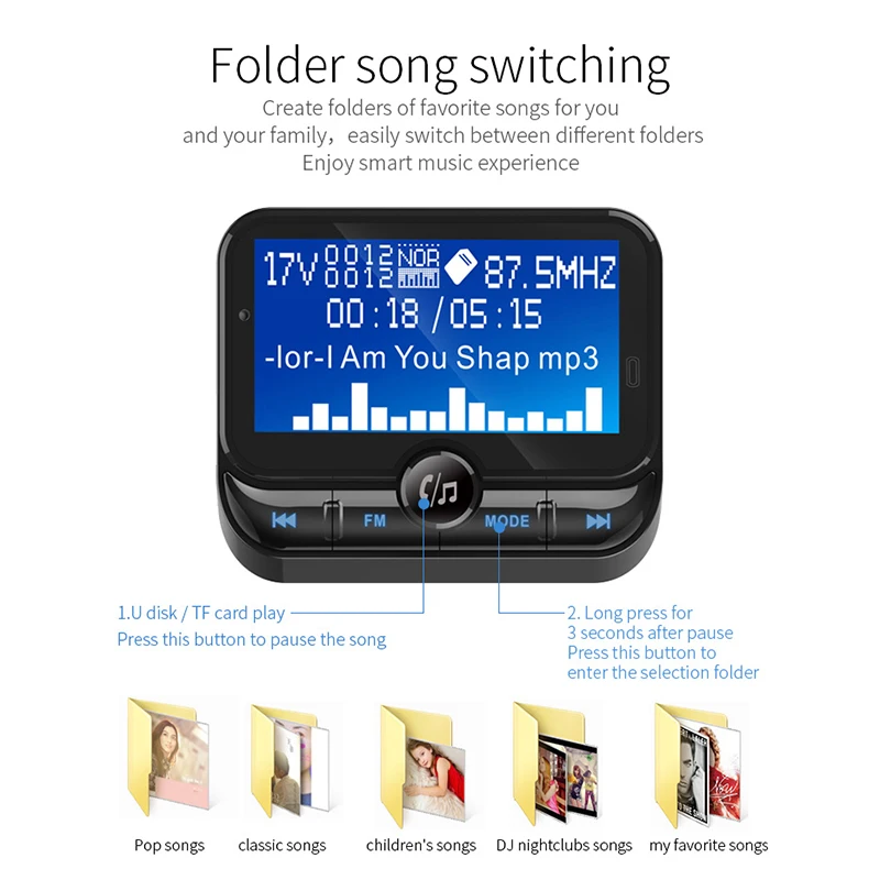 Aux Bluetooth fm-передатчик модулятор 7 языков 5EQ музыкальный Автомобильный MP3-плеер Handsfree автомобильный комплект 2 USB порта Поддержка TF карты u-диск