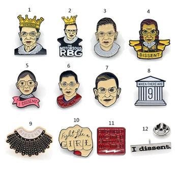 

12 Pcs Female Justice Enamel Collar Brooch Pins I Dissent Pins RBG Feminist Pins Kit Backpack Clothing Bag Decor Jewelry