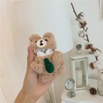 

Cute Furry Bear AirPods Case For Bluetooth Wireless Headset Silicone AirPods 1/2 pro Generation Bluetooth Wireless Headset Case
