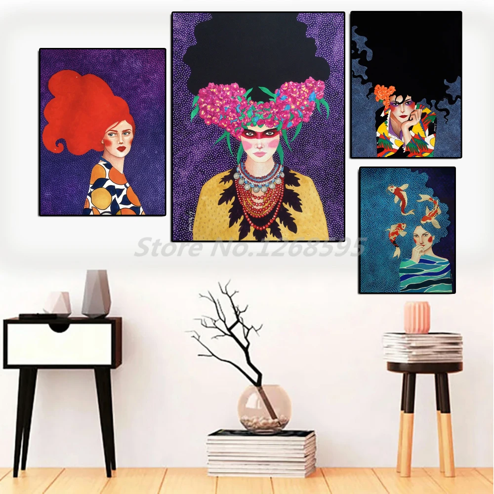 Винтажные абстрактные картины на холсте для девочек цветные женские солнечных