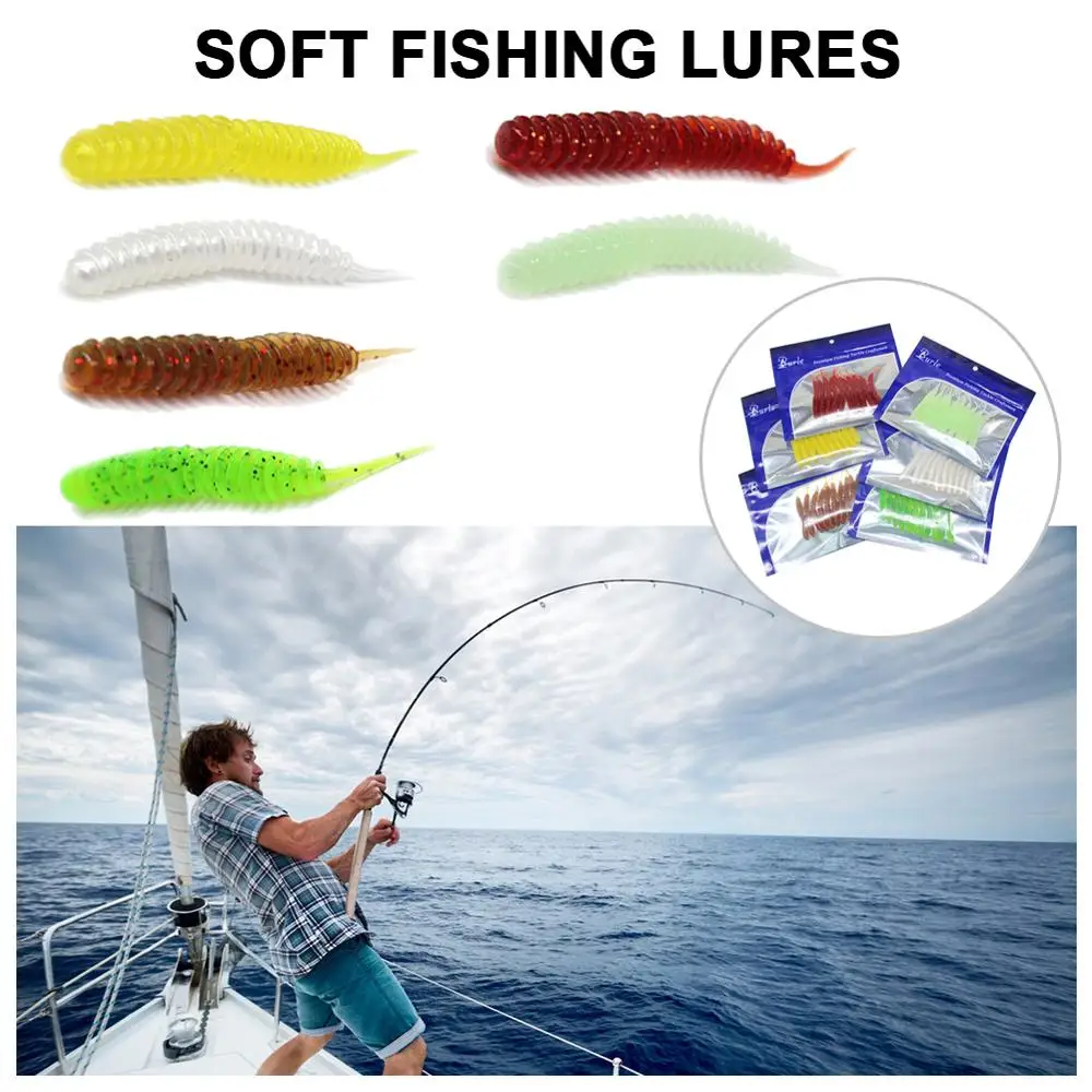 

10Pcs Fishing Tackle Kit Soft Lure Swimbaits Grub Baits Bass Trout Fishing Worms