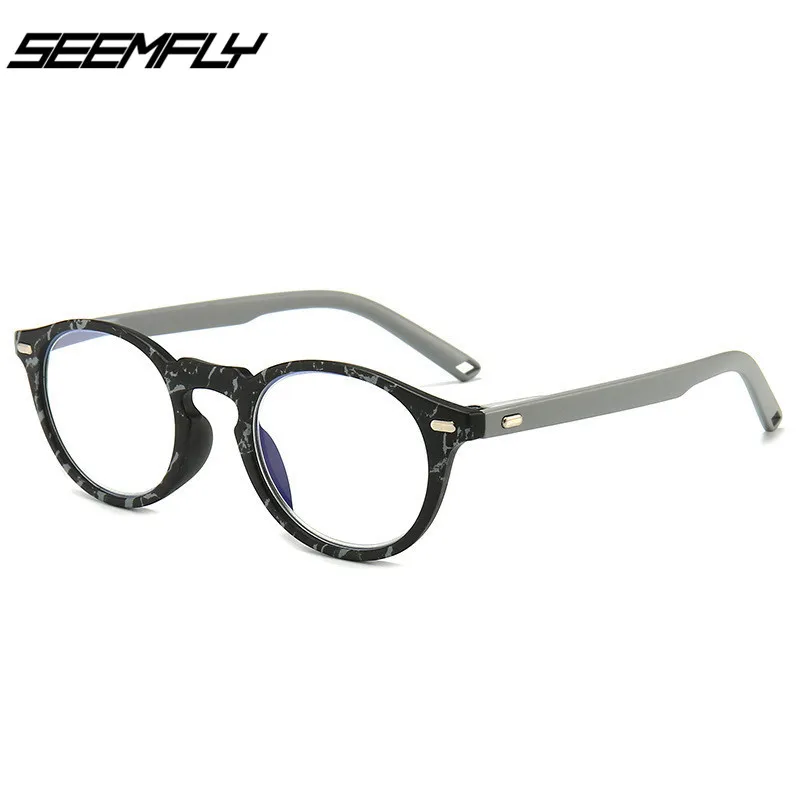 

SEEMFLY 2019 new fashion Round Handmade Acetate Frame Women Glasses Men Brand Designer Computer Goggles Optical Spectacle Myopia