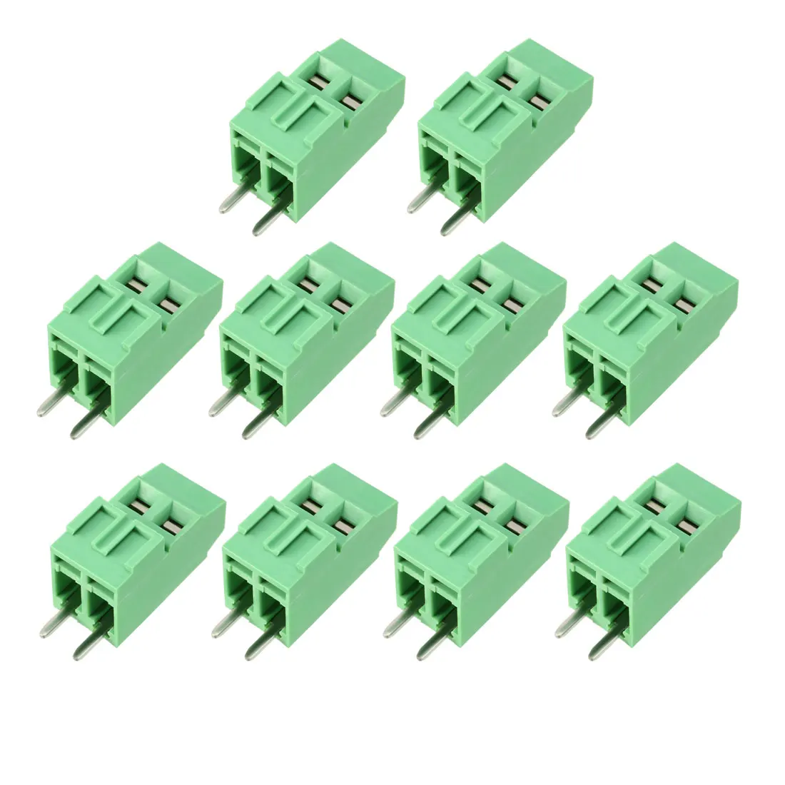 uxcell 20Pcs AC 300V 15A 5.08mm Pitch 2P Flat Angle Needle Seat Plug-In PCB Terminal Block Connector 