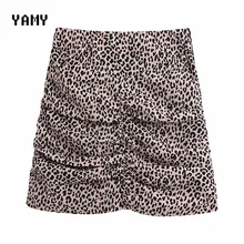 Леопардовая расцветка, Женская юбка с запахом, высокая талия, Сексуальная мини-юбка, Женская юбка zora vicky, тонкая облегающая винтажная юбка, ретро низ