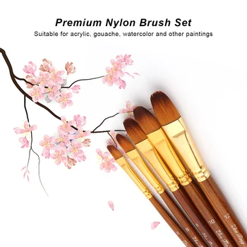

5pcs Paint Brushes Set Kit Round Pointed Tip Brushes with Nylon Hair for Artist Acrylic Aquarelle Gouache Oil Painting