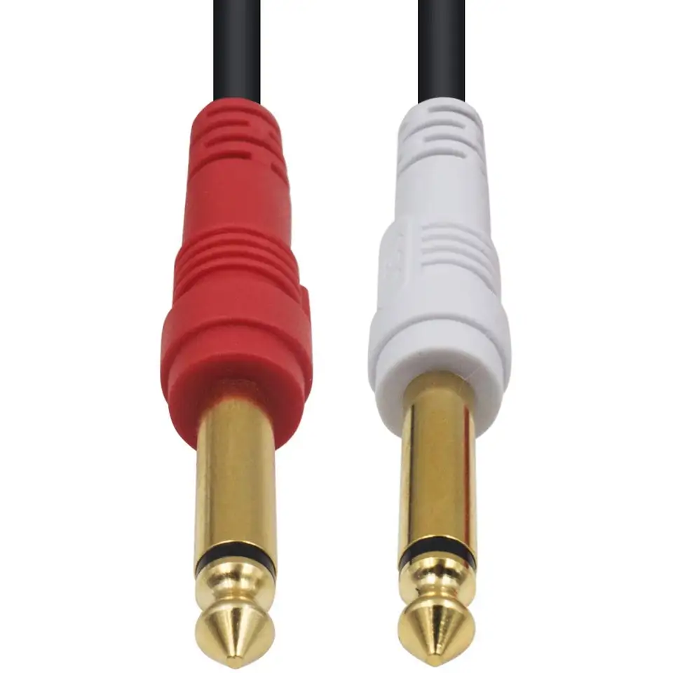 Pack De 5 Conectores Macho TRS 6.3mm Ángulo Recto - Para Audio, Estéreo, Cables De Instrumentos