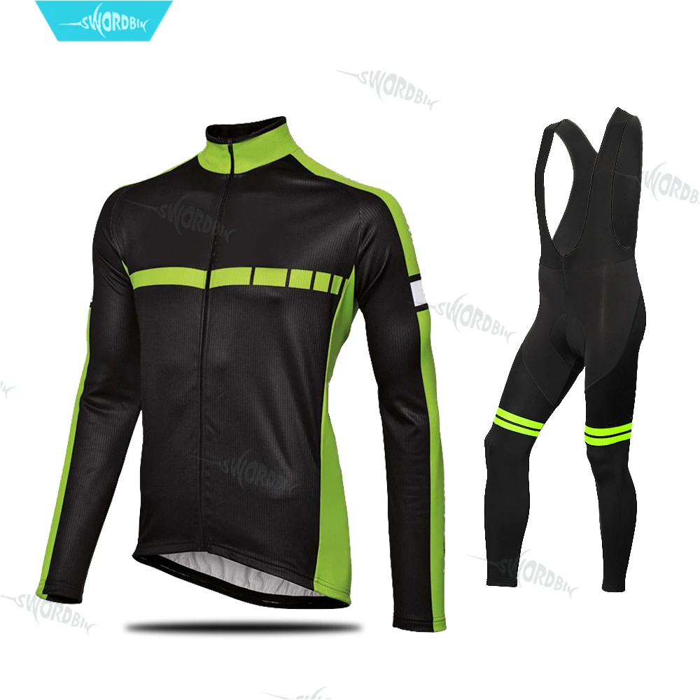 Bib Cycling Set Ropa Ciclismo длинный рукав Велоспорт Джерси набор MTB Skinsuit Pro командная Одежда дышащая быстросохнущая велосипедная одежда комбинезон комплект - Цвет: Bib Cycling Set
