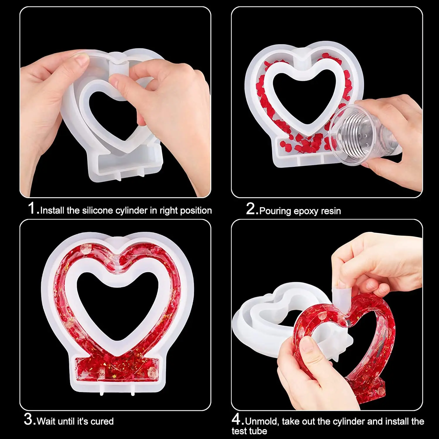 Autocollants Gel 3D En Résine époxy – Formes Ronde, Carrée, Cœur, Ovale – Transparents – Pour Customisation