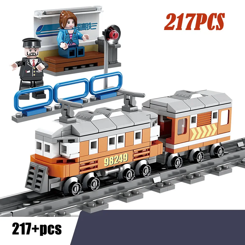 Радиоуправляемый поезд, блок, Электрический поезд, набор поездов, железная дорога, набор, пульт дистанционного управления, поезд, игрушка, электрическая железная дорога, игрушки для детей, строительные блоки, игрушка - Цвет: Model1-217pcs