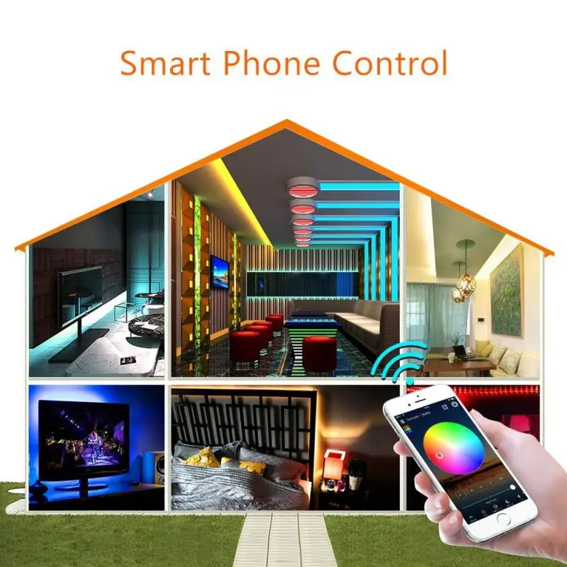 Smart Phone Wifi Wireless Controlled Strip Light New 5M 5050 RGB Waterproof IP65 150 Leds + 24 key IR Remote DC12V | Лампы и освещение