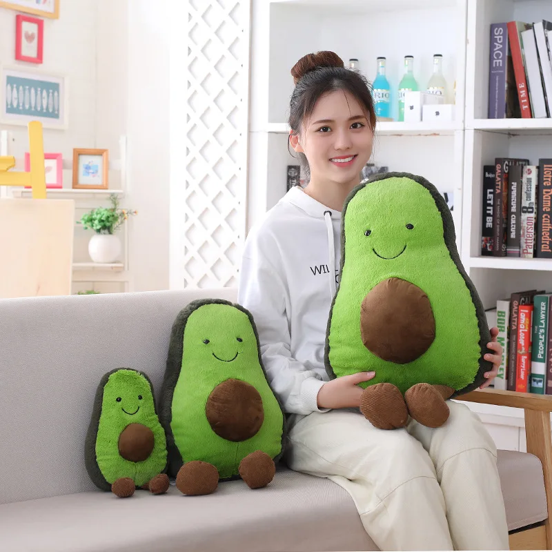 New Kawaii Avocado Plush Toys Green Smile Avocado Plush Pillow Cushion New Year Toy Girlfriend Gifts Birthday Christmas present