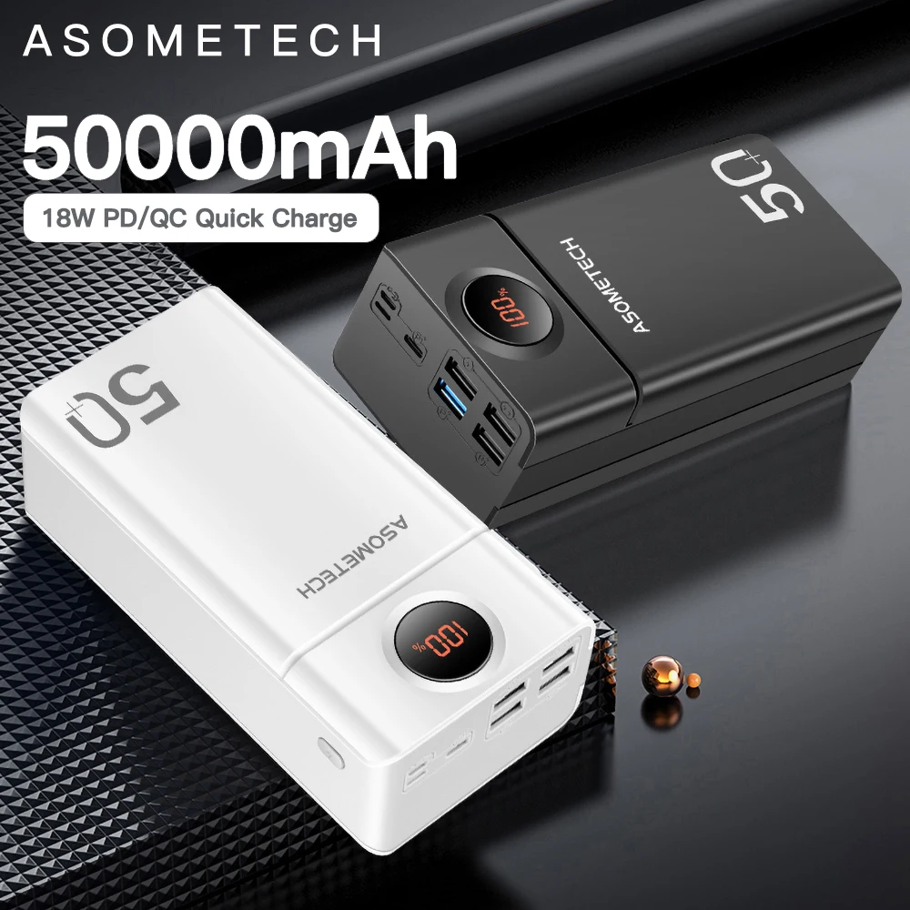 Power Bank 50000mah QC 3.0 PD 18W Two-Way Quick Charge PowerBank Fast Charge External Battery Poverbank For iPhone Xiaomi
