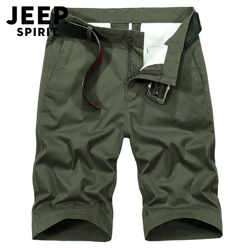 JEEP SPIRIT/летние мужские шорты-карго, повседневные, хлопковые, однотонные, мужские, короткие, средняя талия, до колена, короткие, Hombre, плюс 30-42, без пояса