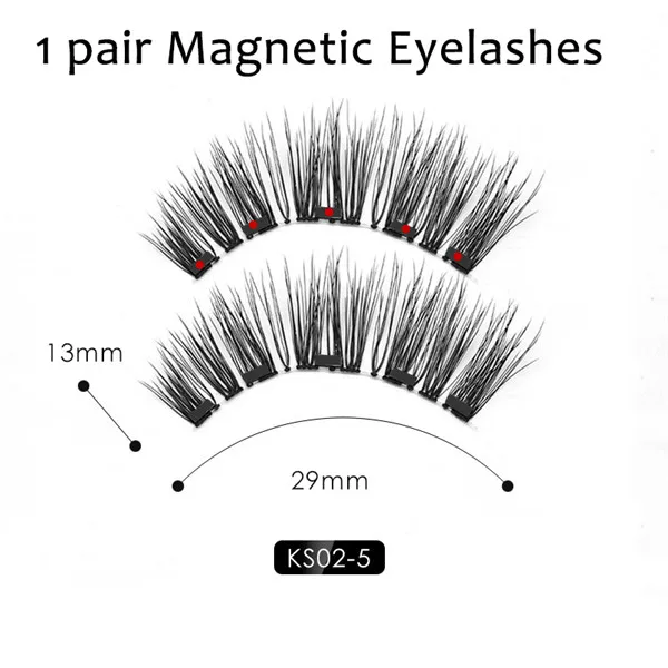 KS02 eyelashes New Arrival Magnetic False Eyelashes& Eyeliner 5 Magnets Natural Soft Fake Eyelashes Extension with 2 Pairs Eyelashes - Color: KS02 eyelashes