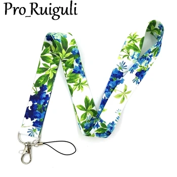 

30pcs Green Blue Flowers Sunflowers Neck Strap Lanyards ID badge card holder keychain Mobile Phone men women key Strap Gifts
