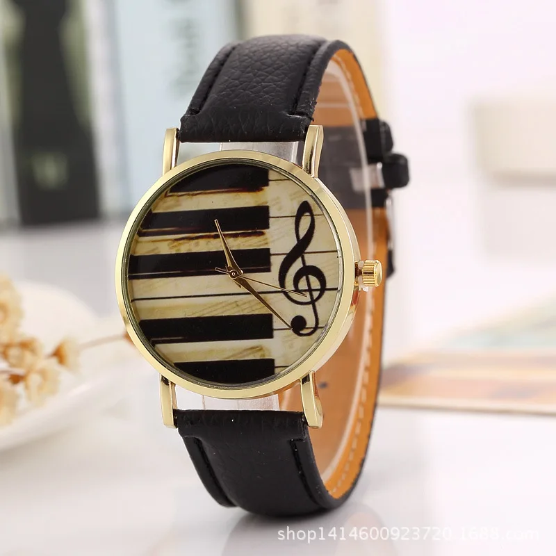 

2017 New Style Piano Keys Music Symbol Quartz Watch Women's Top Grade Leather Belt Watch