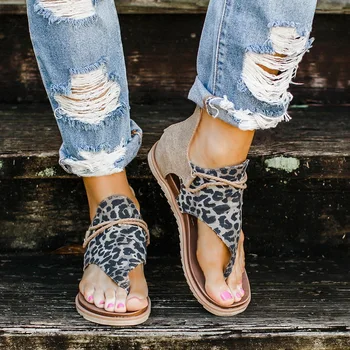 

Women Sandals Leopard Print Summer Shoes Summer Strap Sandals Women's Flats Open Toe Leopard Casual Shoes Sexy Ladies Shoes