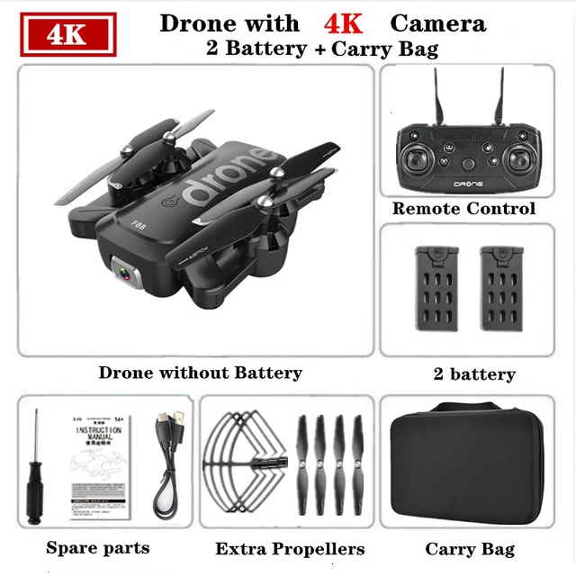 4K 2 Battery Bag KEELEAD F88 Дрон 4K wifi FPV двойная камера Дрон RC Квадрокоптер профессиональный оптический поток 18 мин Время полета складной Дрон VS SG106 - Цвет: 4K 2 Battery Bag