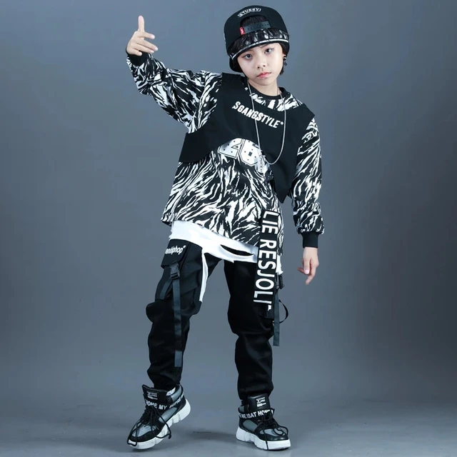 adoptar Parte Majestuoso Ropa de Hip Hop para niños, sudadera de gran tamaño, camiseta de manga  larga, Top de pantalones largos para adolescentes, ropa de disfraz de baile  de Jazz _ - AliExpress Mobile