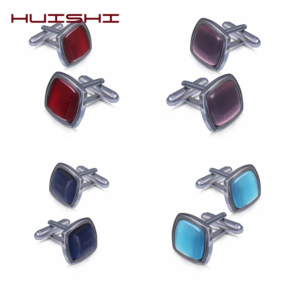 Mens Cufflinks Opal Stone Cats Eye Metal Rhinestone French Style For Mens Shirt