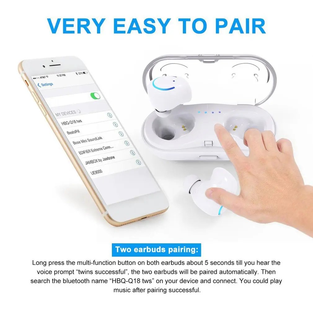 Настоящие Bluetooth 4,2 наушники EDR TWS Беспроводные наушники с громкой связью 3D стерео игровая гарнитура с аккумулятором светодиодный цифровой дисплей