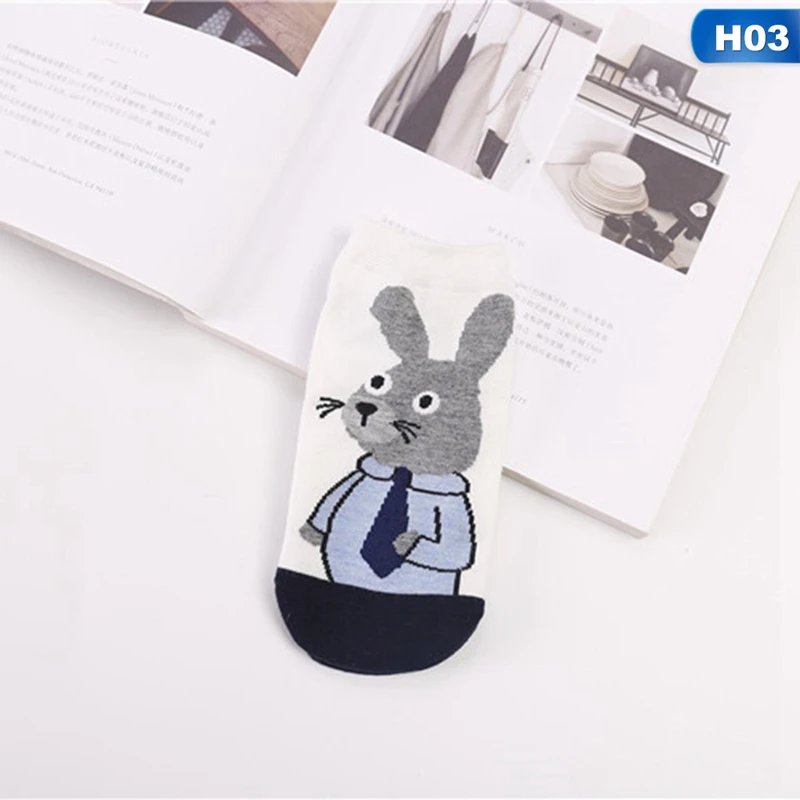 SK1701H03 Носки с рисунком зебры, Льва, тигра, кролика; женские носки; милые носки-башмачки с изображением щенка; спортивные дезодорирующие носки; Тапочки - Цвет: SK1701H03