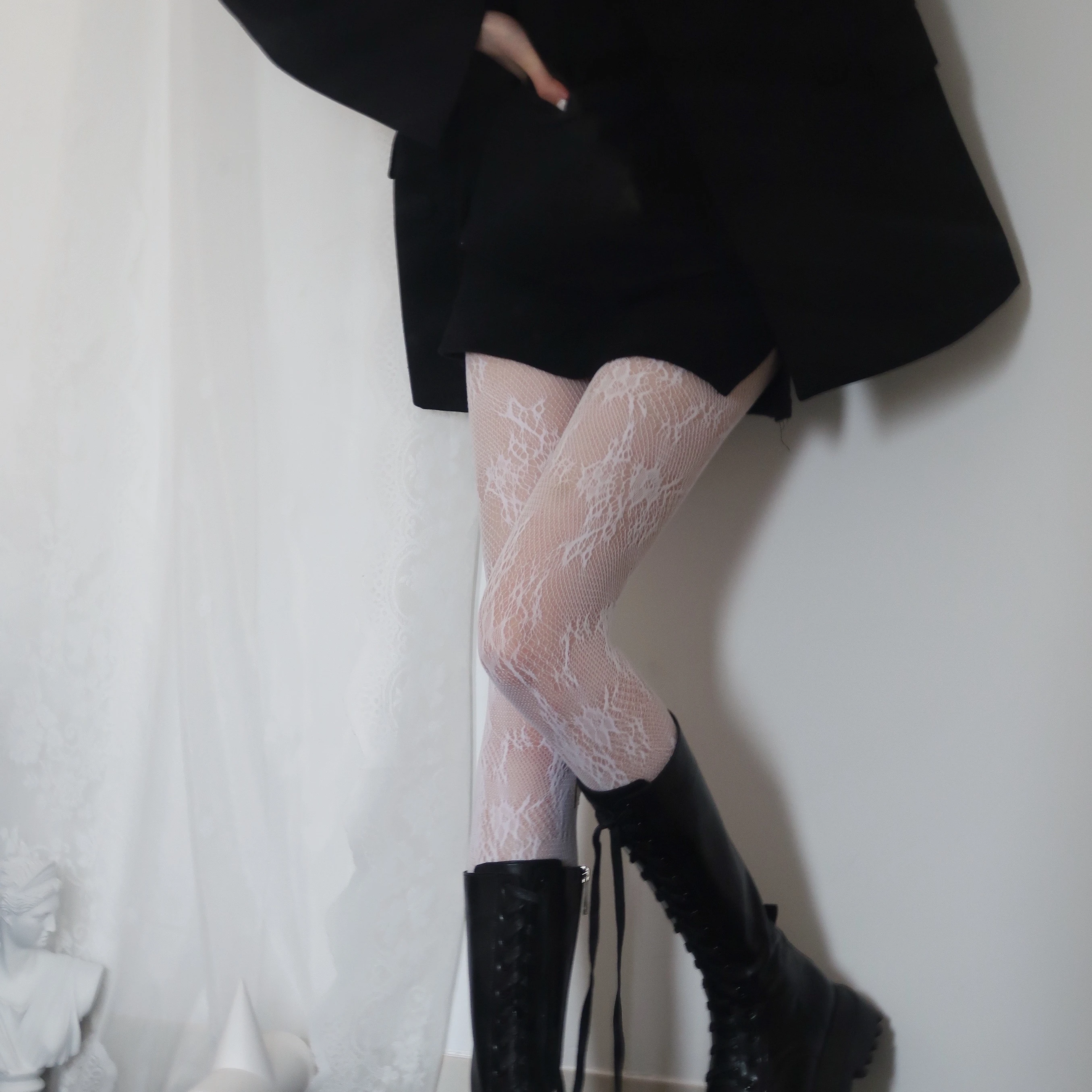

Sexy Tights for Women Underwear Fashion Flower Fishnet Pantyhose Lolita Style Femme Collants White Black Color medias de mujer