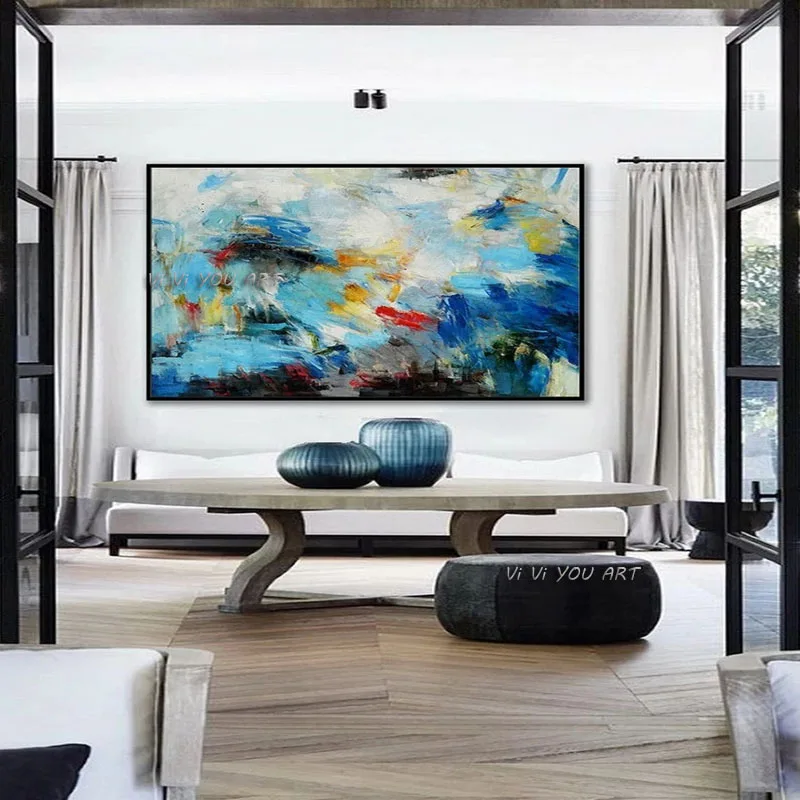 

Bright Color Brush Strokes Handmade Oil Painting Large Canvas Wall Art Colorful Modern Contemporary Abstract Decoration