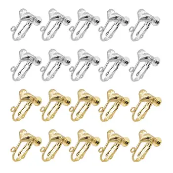 

10Pcs Brass Screw Back Heart Clip-on DIY Earrings Converter with Open Loop for DIY Earring Non Piercing Jewelry Findings