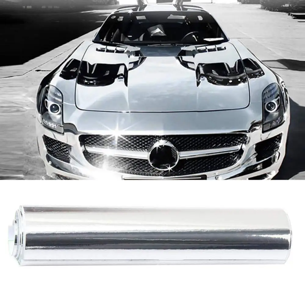 Flexible Chrome Car Film High Stretchable Mirror Silver Vinyl Sticker PET Auto Wrap Sheet Roll Sticke 10/20/30/40/50x152cm |